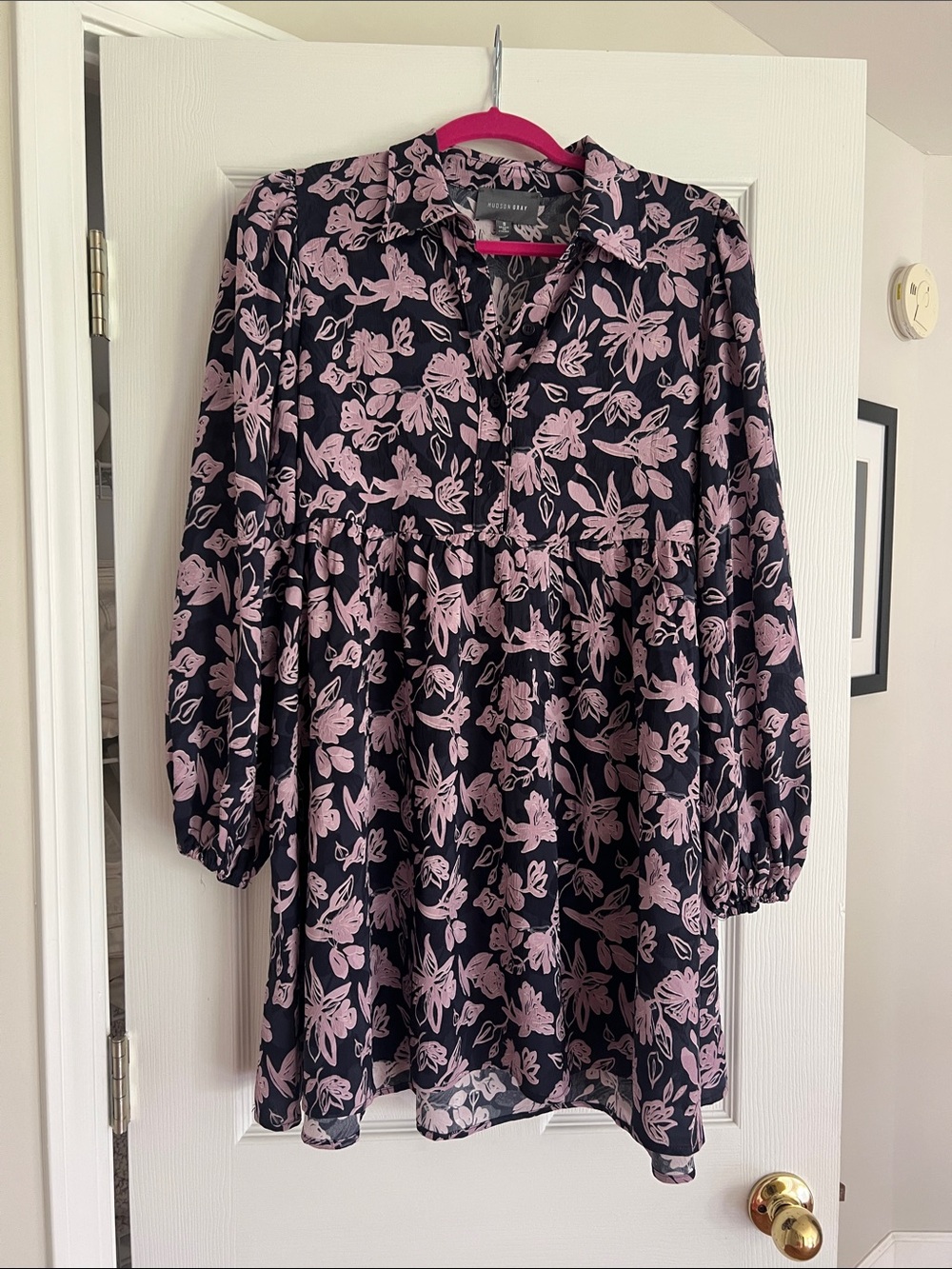 Dress Up Boutique Floral Button-Front Black & Pink Long-Sleeve Dress